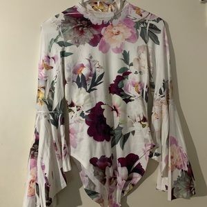 Floral Flare sleeve body suit